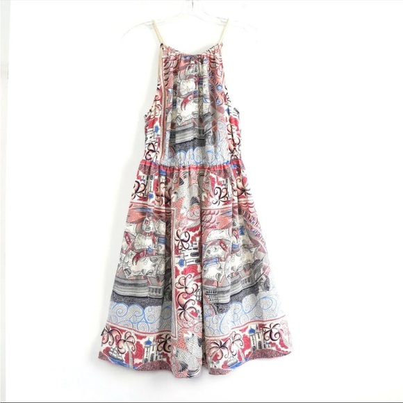 Anthropologie Floreat Castle Lake Silk Dress - Picture 3 of 8